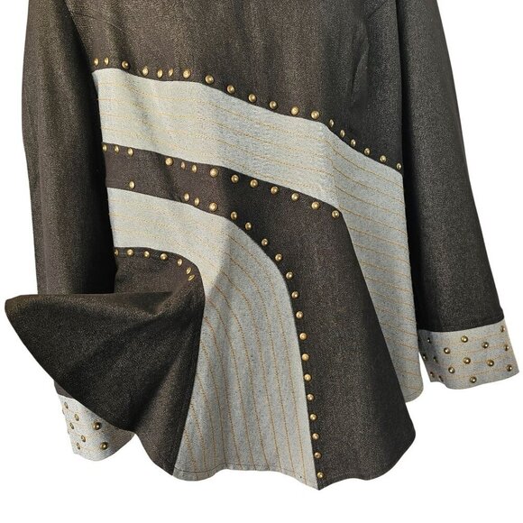 Devine Sport NY Asymmetric Denim Tunic Top Sz 22W Flare Hem Long Slv Boat Neck - Picture 4 of 15